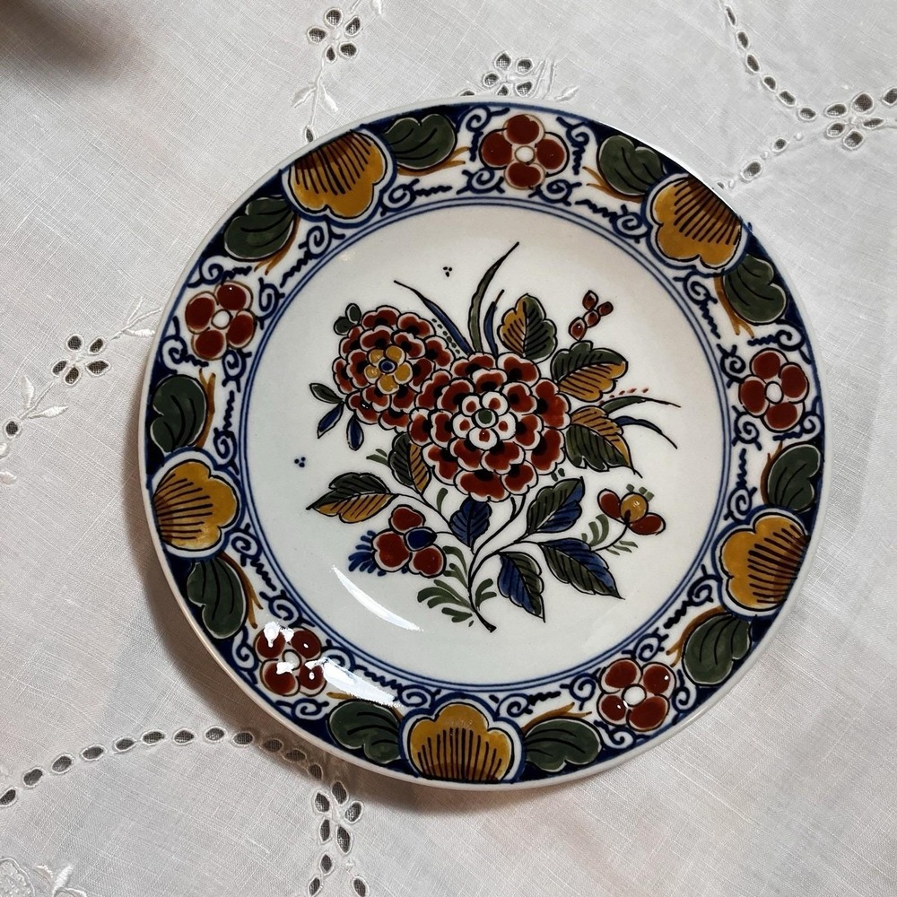 Royal Delft De Porceleyne Fles Polychrome 5.5" Plate Multicolor Floral 1985 P103 - Picture 14 of 14